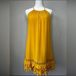 Heartloom by Anthropologie | Women’s Yellow Tassel Fringe Racerback Shift Dress